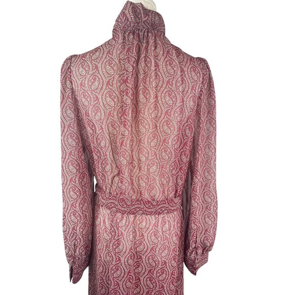 Banana Republic Large Burgundy Paisley Button-Down Midi Ruffle Collar - Picture 11 of 13